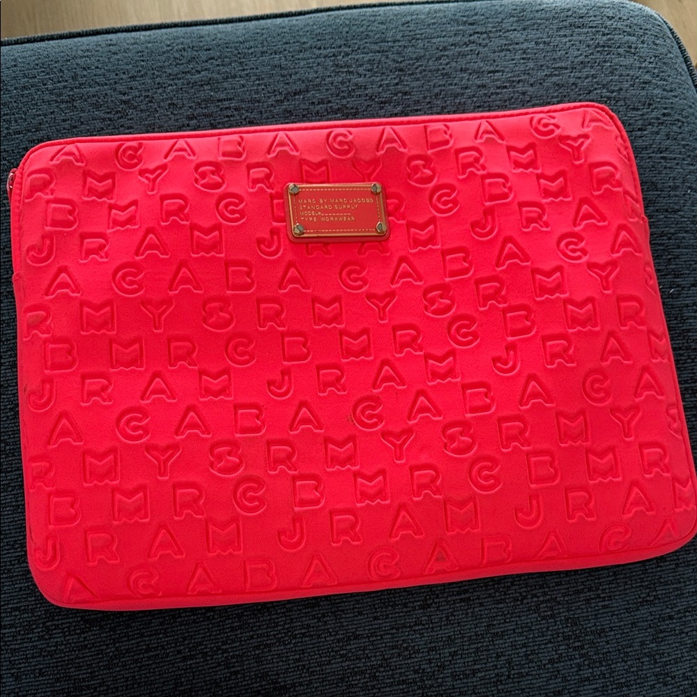 Marc by Marc Jacobs Vibrant Hot Pink Embossed Laptop Sleeve